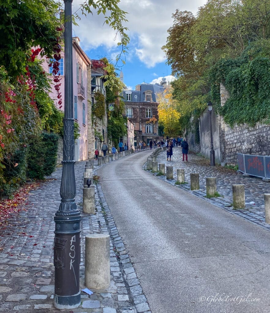 Quaint street in Montmartre neighborhood in Paris