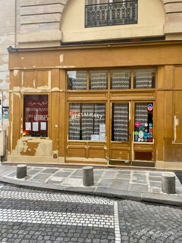 Front of Chez Georges, a charming restaurant in Le Marais in Paris