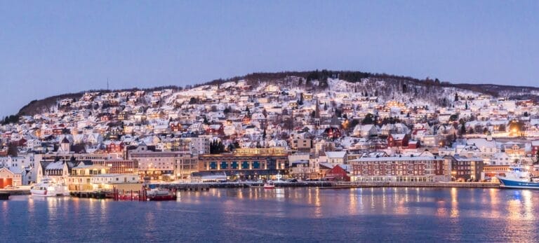 Tromsø Norway at sunrise.