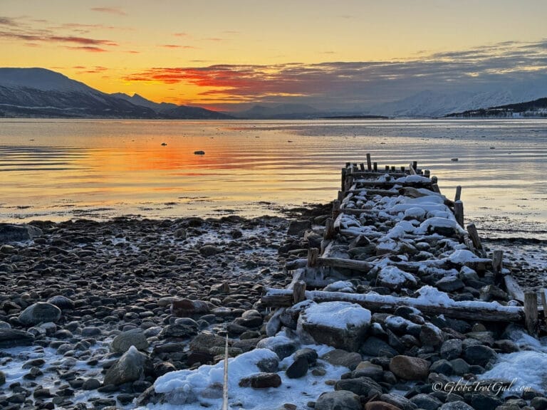 Fjord in Tromso Norway at sunset