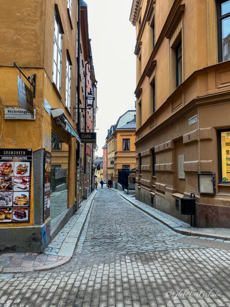 Quaint street in Gamla Stan, the old town of Stockholm, Sweden