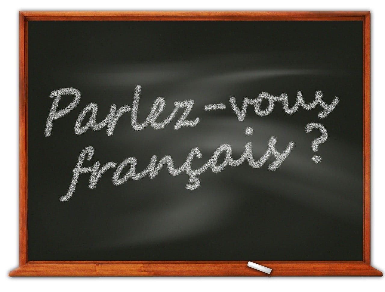 Chalkboard with parlez-vous Français written on it.