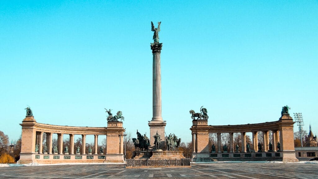 Heroes Square in Budapest one of the top things to see in Budapest.